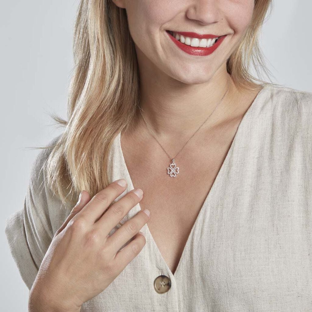 Pendentif Daiki Or Blanc Oxyde De Zirconium - Pendentifs empierr&eacute;s Femme | Histoire d&rsquo;Or