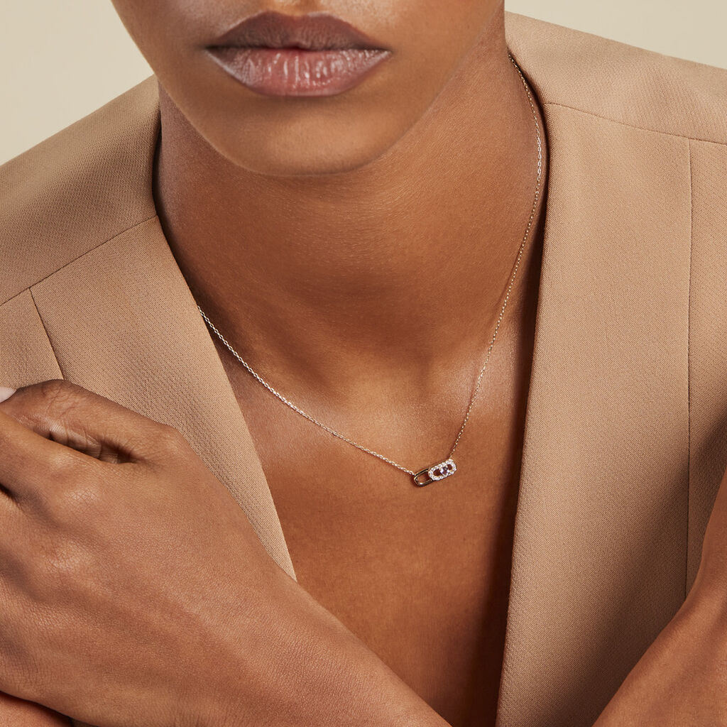 Collier Deonne Or Jaune Am&eacute;thyste Oxyde De Zirconium - Colliers pierre Femme | Histoire d&rsquo;Or