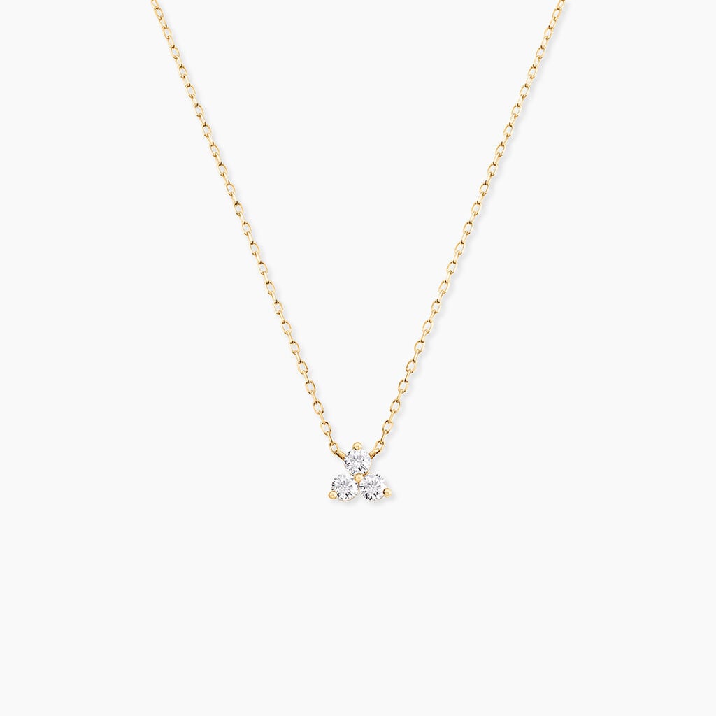 Collier Usoa Or Jaune Diamant Synth&eacute;tique - Anniversaire Femme | Histoire d&rsquo;Or