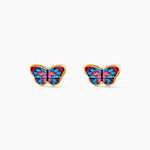 Boucles D'oreilles Puces Aurida Papillon Or Jaune - Boucles d'oreilles empierr&eacute;es Enfant | Histoire d&rsquo;Or
