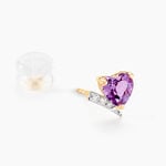 Boucles D'oreilles Puces Eva Or Jaune Amethyste Et Oxyde De Zirconium - Boucles d'oreilles empierr&eacute;es Femme | Histoire d&rsquo;Or
