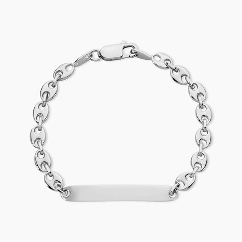 Bracelet Identit&eacute; Carrus Argent Blanc - Gourmettes Femme | Histoire d&rsquo;Or