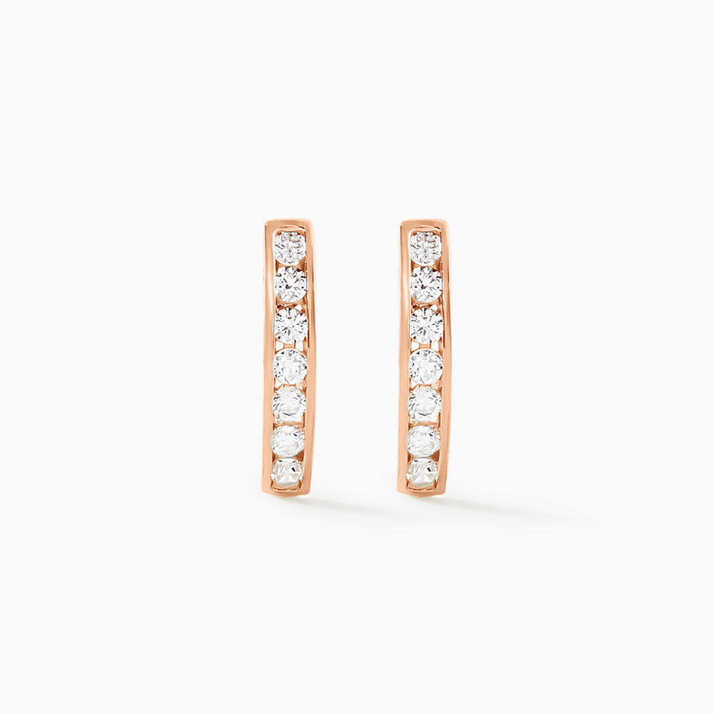 Creoles Or Rose Jacoba Oxydes - Boucles d'oreilles empierr&eacute;es Femme | Histoire d&rsquo;Or