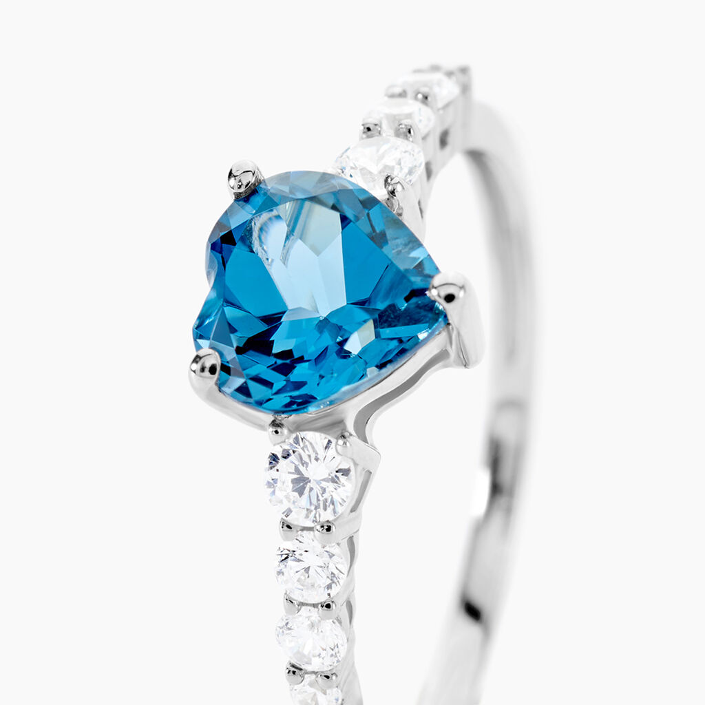 Bague Or Blanc Fany Topaze Oxydes De Zirconium - Solitaires accompagn&eacute;s Femme | Histoire d&rsquo;Or