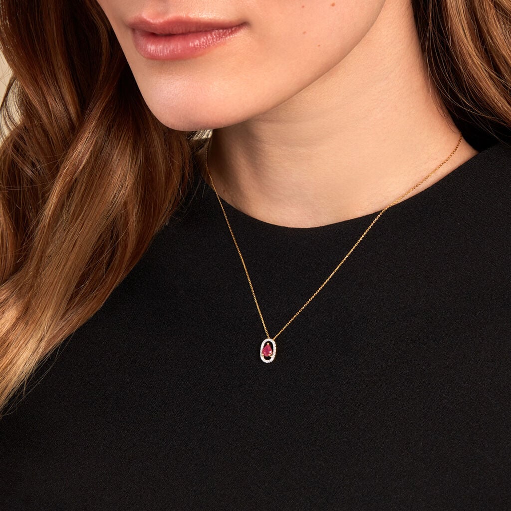 Collier Dorottya Or Jaune Rubis Diamant - Bijoux Pierres Pr&eacute;cieuses Femme | Histoire d&rsquo;Or