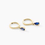 Creoles Pluie D'Eclat Or Jaune Saphir - Boucles d'oreilles pierres pr&eacute;cieuses Femme | Histoire d&rsquo;Or