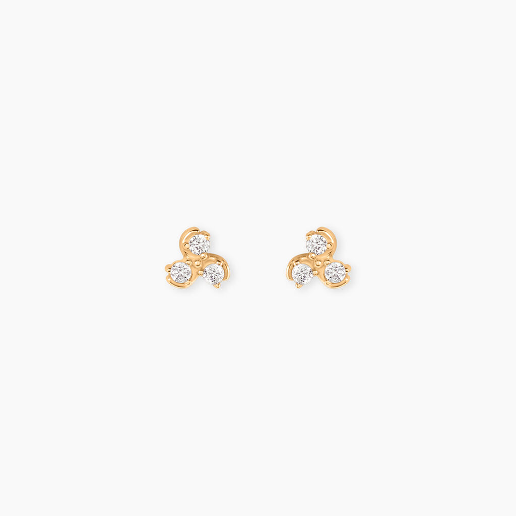 Boucles D'Oreilles Puces Marinette Plaqu&eacute; Or Jaune Oxyde De Zirconium - Boucles d'oreilles empierr&eacute;es Femme | Histoire d&rsquo;Or