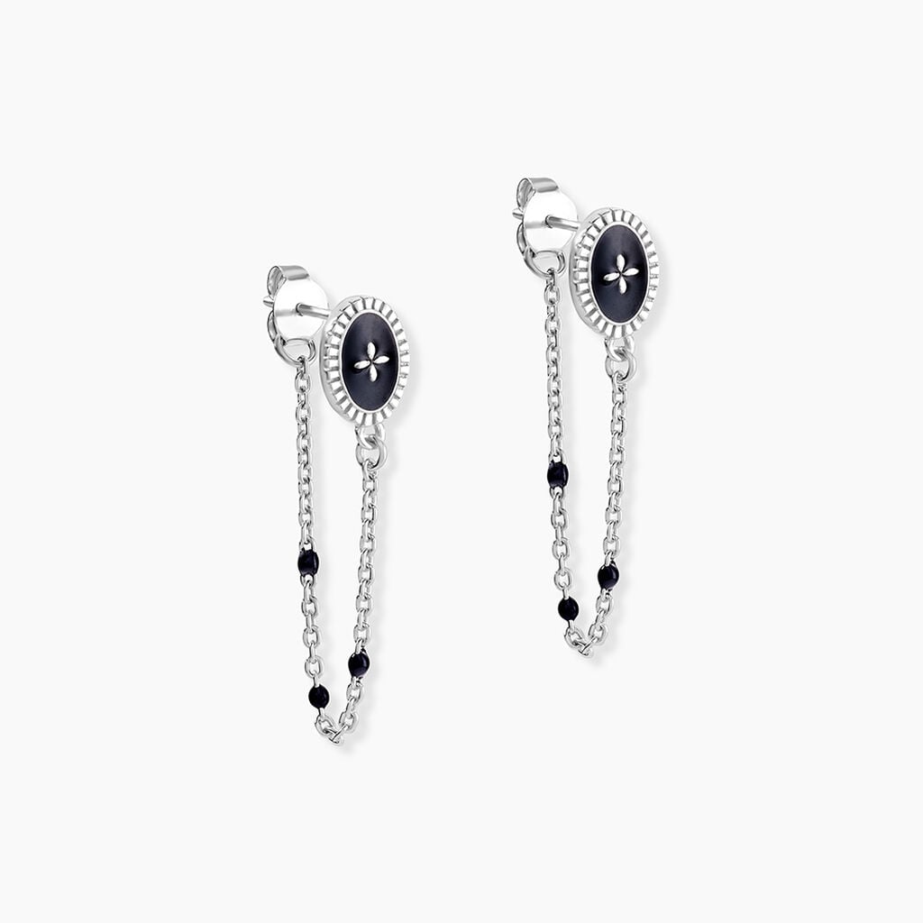 Boucles D'oreilles Pendantes Polka Argent Blanc - Boucles d'oreilles pendantes Femme | Histoire d&rsquo;Or