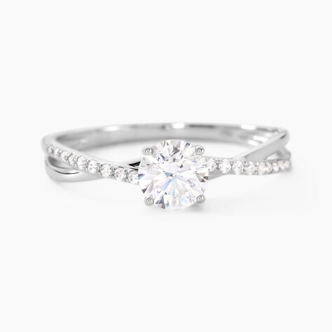 Bague Dana Or Blanc Oxyde De Zirconium - Bagues de fian&ccedil;ailles ronde Femme | Histoire d&rsquo;Or