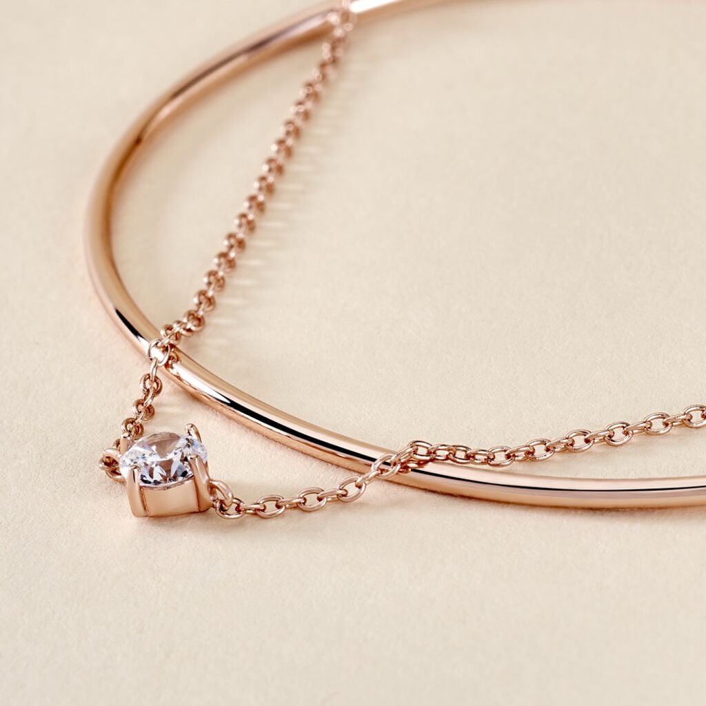 Bracelet Jonc Ruth Argent Rose Oxyde De Zirconium - Bracelets Pierre Femme | Histoire d&rsquo;Or