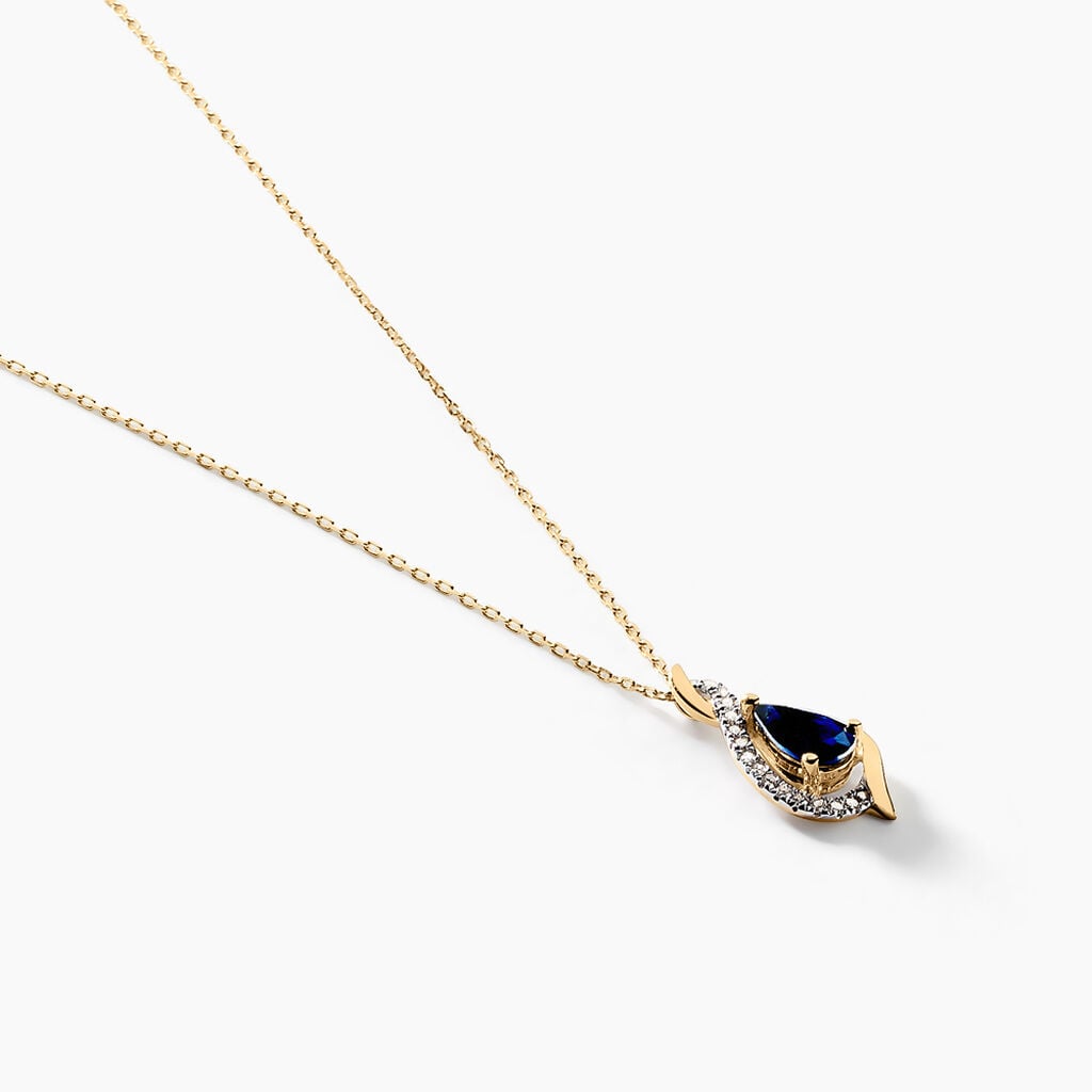 Collier Or Jaune Angelika Saphir - Bijoux Pierres Pr&eacute;cieuses Femme | Histoire d&rsquo;Or