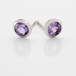 Boucles D'oreilles Puces Edy Serti Clos Or Blanc Amethyste - Boucles d'oreilles empierr&eacute;es Femme | Histoire d&rsquo;Or