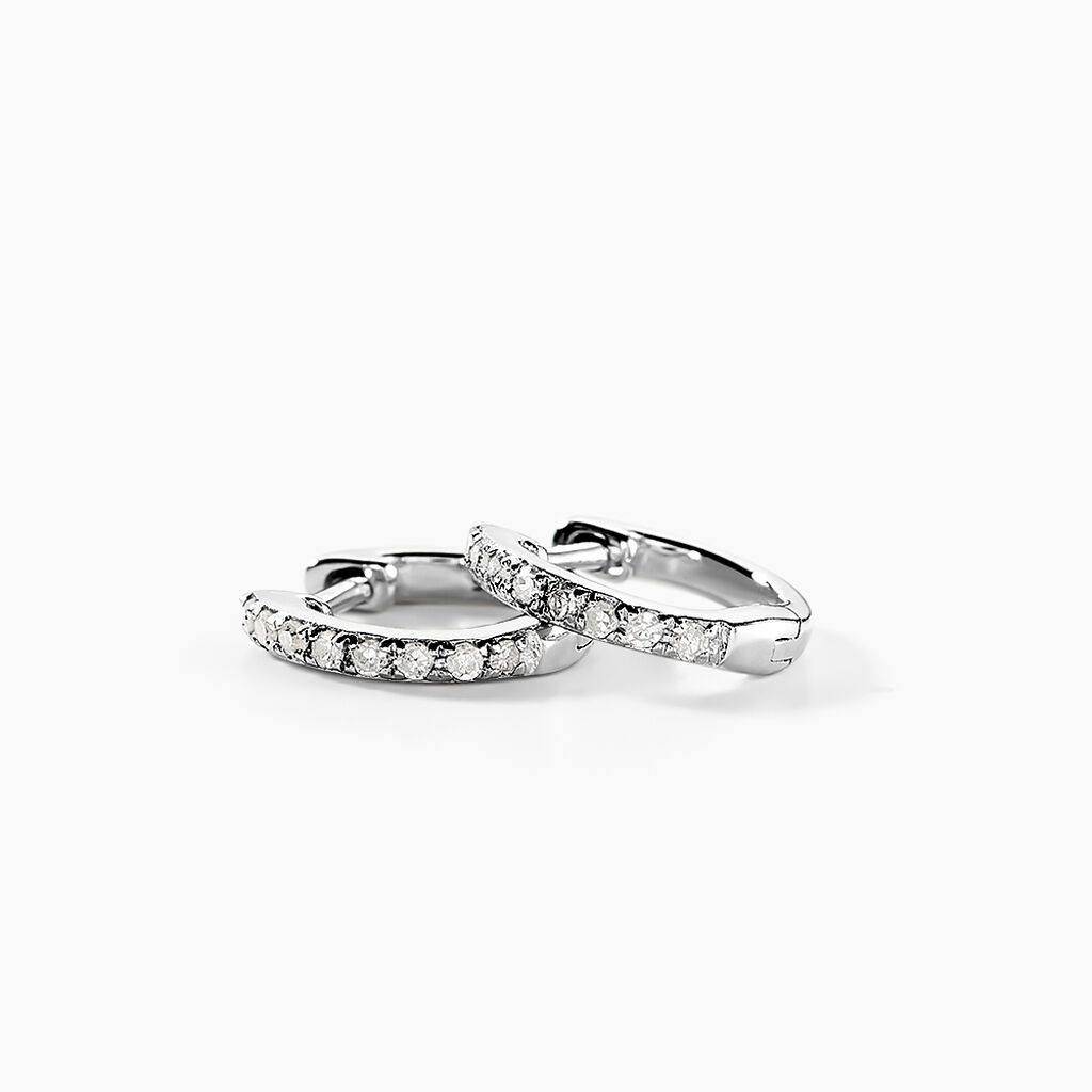Mini Cr&eacute;oles Or Blanc Aryanna Diamants - Boucles d'oreilles pierres pr&eacute;cieuses Femme | Histoire d&rsquo;Or