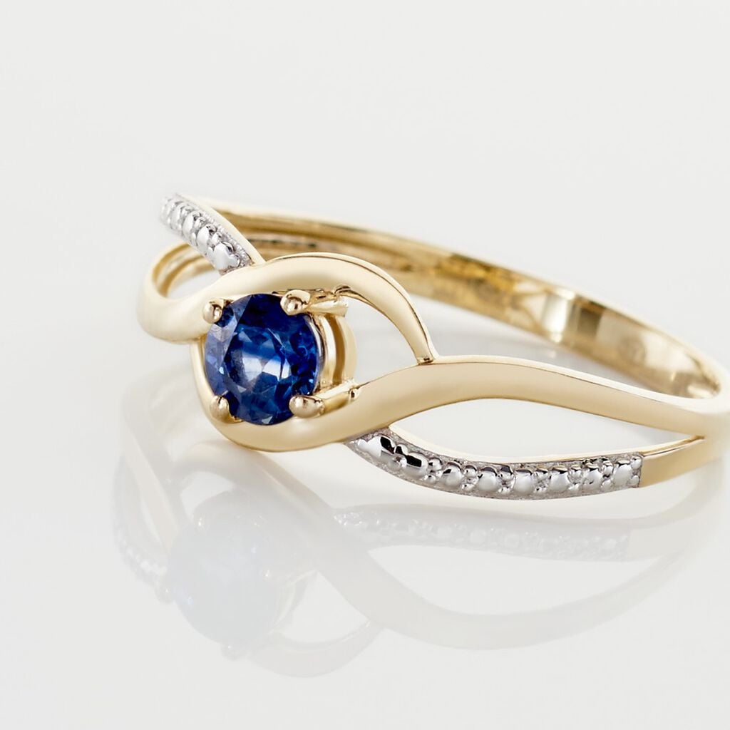 Bague Or Jaune Canut Saphir - Bagues de fian&ccedil;ailles vintage Femme | Histoire d&rsquo;Or