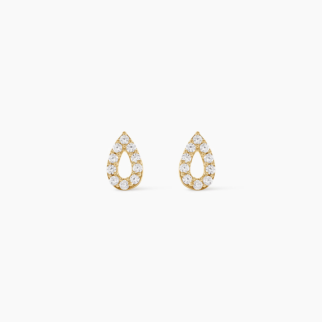 Boucles D'Oreilles Puces Elona Argent Dor&eacute; A L'Or 750/1000 Oxyde De Zirconium - Boucles d'oreilles empierr&eacute;es Enfant | Histoire d&rsquo;Or