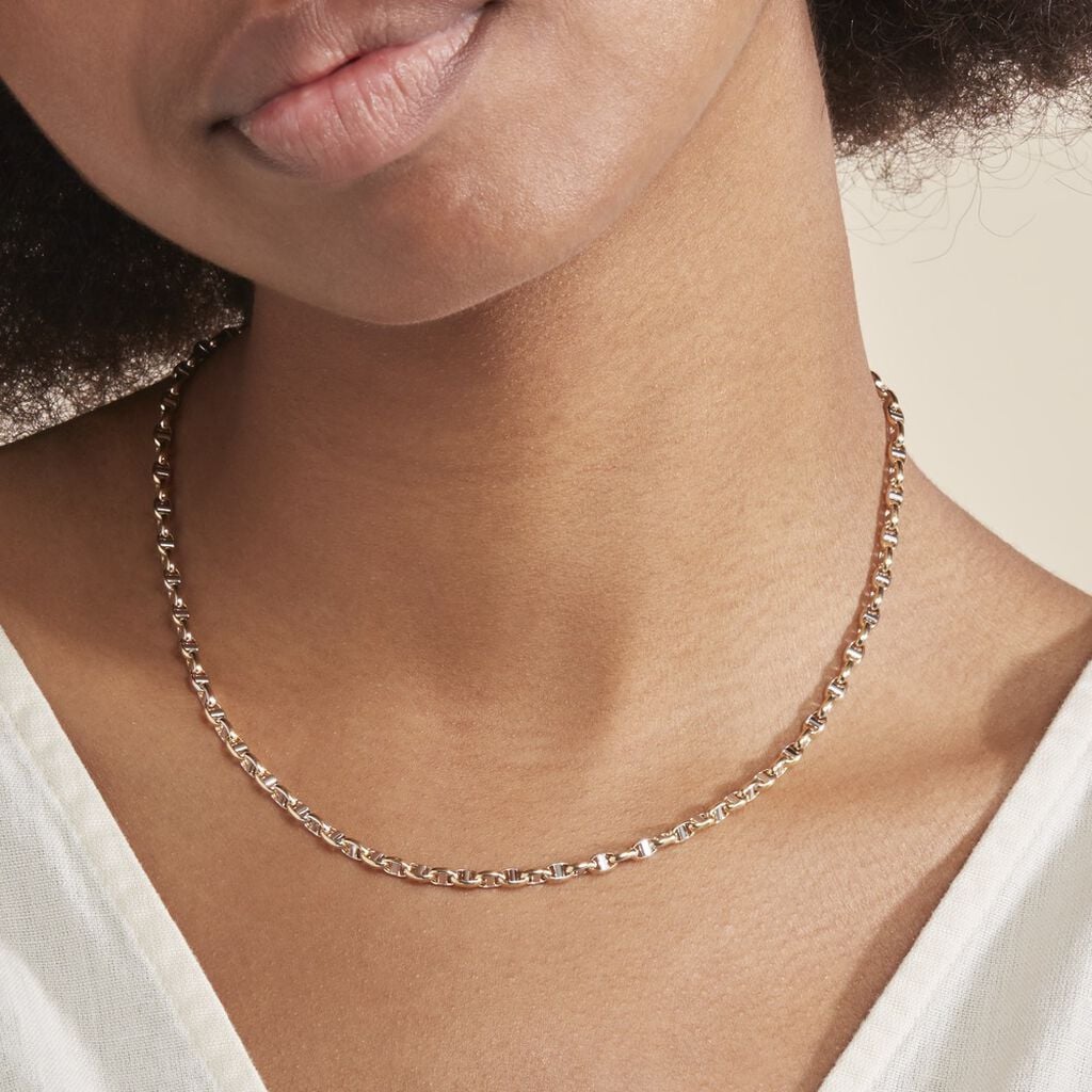 Collier Carlo Or Bicolore Maille Marine Ronde - Chaines Femme | Histoire d&rsquo;Or