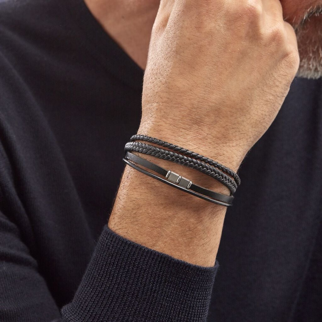 Bracelet Acier Blanc Romain - Bracelets Tress&eacute;s Homme | Histoire d&rsquo;Or