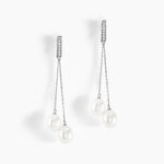 Boucles D'oreilles Pendantes Giacomo Or Blanc Perle De Culture - Boucles d'oreilles mariage Femme | Histoire d&rsquo;Or