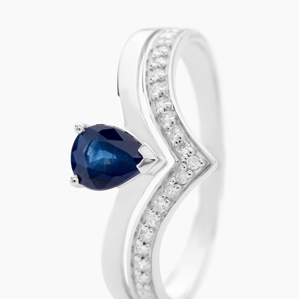 Bague Pasqualina Or Blanc Saphir Et Diamant - Bagues de fian&ccedil;ailles vintage Femme | Histoire d&rsquo;Or