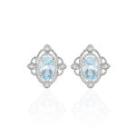 Boucles D'oreilles Puces Amance Or Blanc Topaze Et Oxyde De Zirconium - Boucles d'oreilles empierr&eacute;es Femme | Histoire d&rsquo;Or