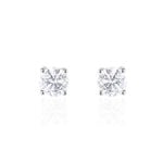 Boucles D'oreilles Puces 4 Griffes Or Blanc Diamant Synthetique - Boucles d'oreilles 18 carats Femme | Histoire d&rsquo;Or
