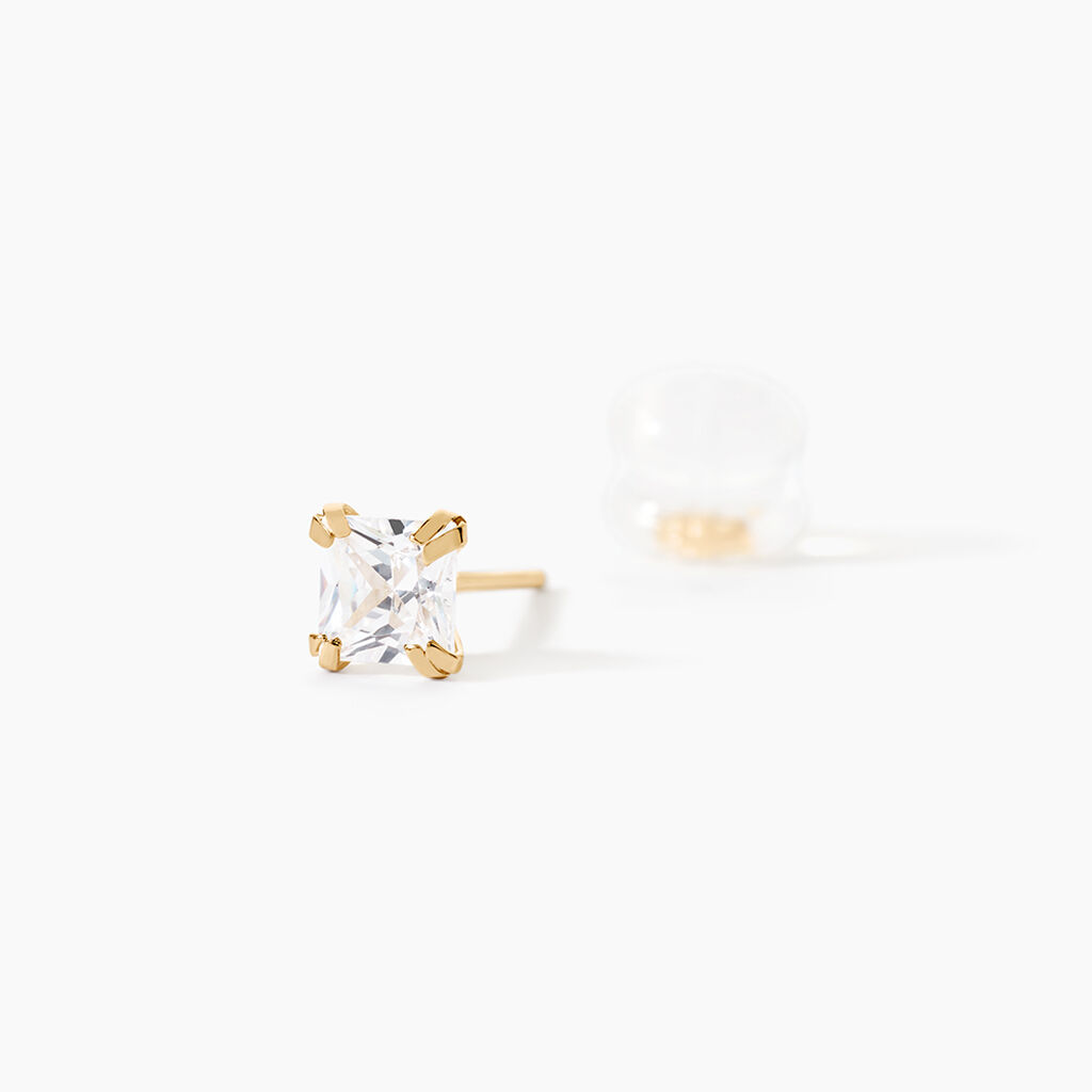 Boucles D'oreilles Puces Or Jaune Doreen Oxydes De Zirconium - Boucles d'oreilles empierr&eacute;es Famille | Histoire d&rsquo;Or