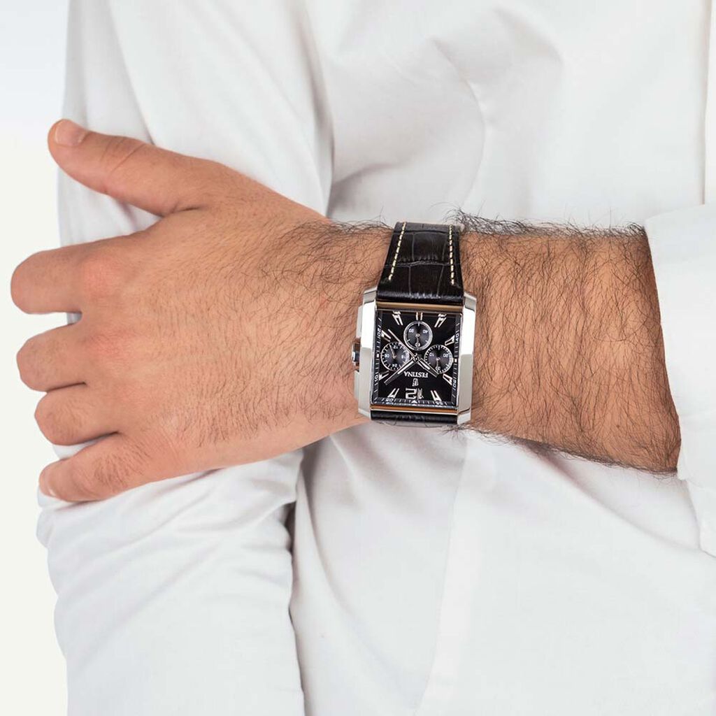 Montre Festina On The Square Chrono Noir - Montres chronographes Homme | Histoire d&rsquo;Or