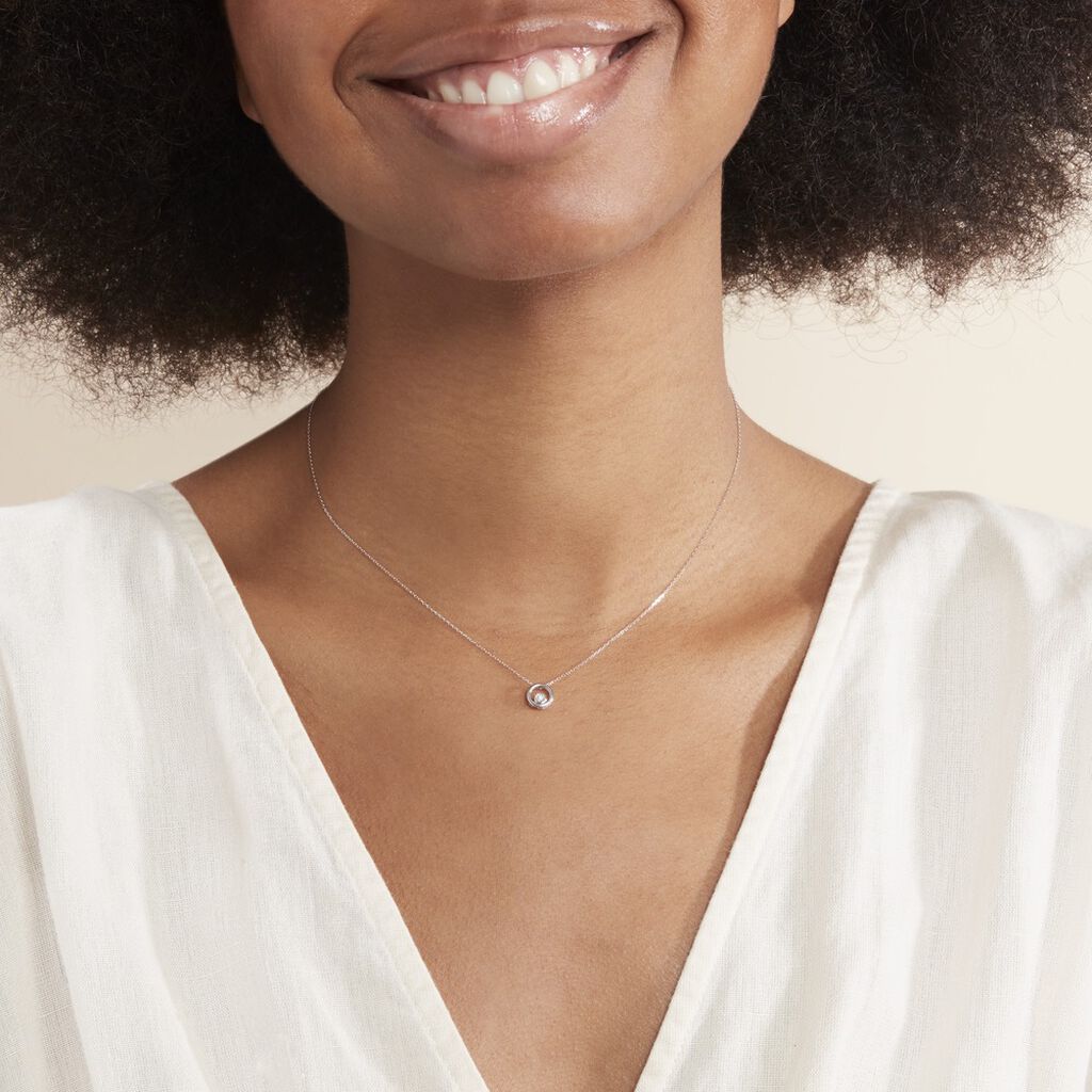 Collier Fidelia Or Blanc Diamant - Bijoux Pierres Pr&eacute;cieuses Femme | Histoire d&rsquo;Or