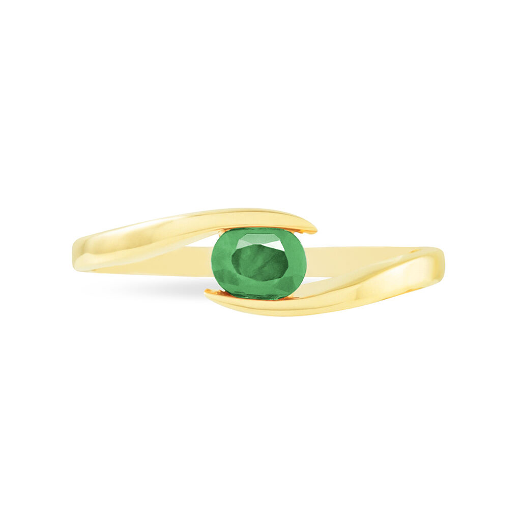 Bague Camilia Or Jaune Emeraude - Bagues de fian&ccedil;ailles ovale Femme | Histoire d&rsquo;Or