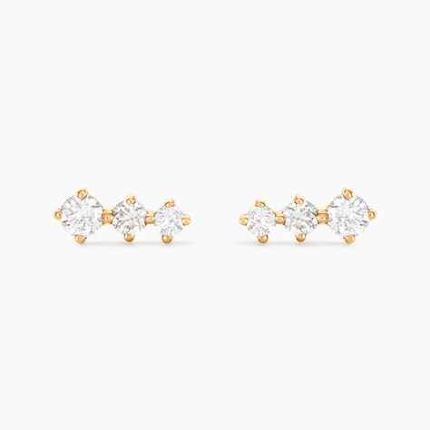 Boucles D'oreilles Puces Tryphena Or Jaune Diamant Synth&eacute;tique - Boucles d'oreilles empierr&eacute;es Femme | Histoire d&rsquo;Or