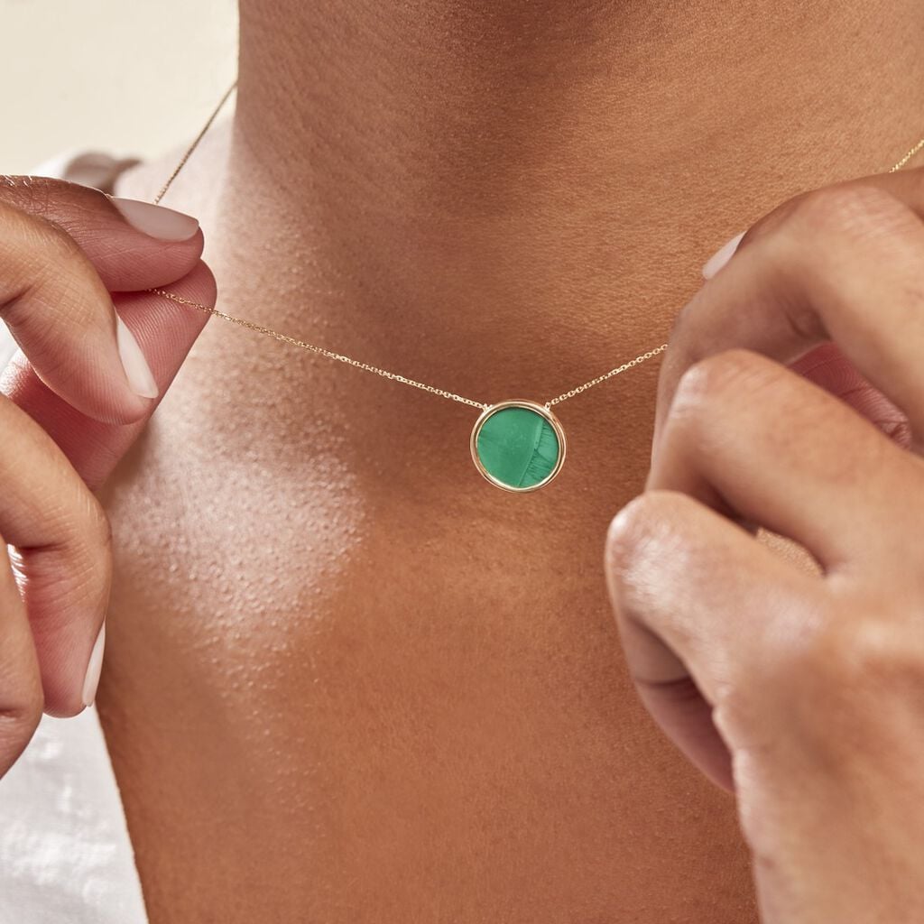 Collier Lucky Gems Or Jaune Malachite - Colliers pierre Femme | Histoire d&rsquo;Or