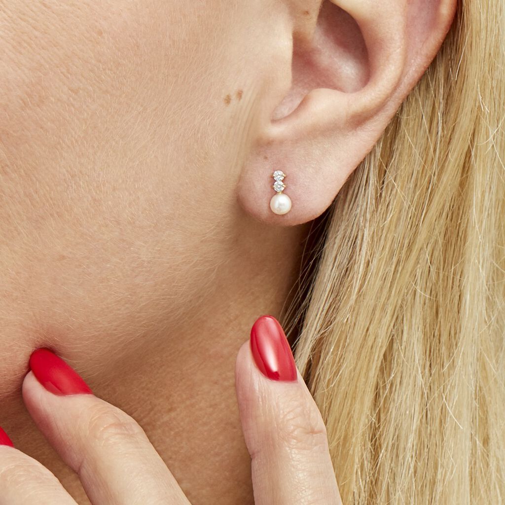 Boucles D'oreilles Pendantes Taima Or Jaune Perle De Culture - Boucles d'oreilles mariage Femme | Histoire d&rsquo;Or