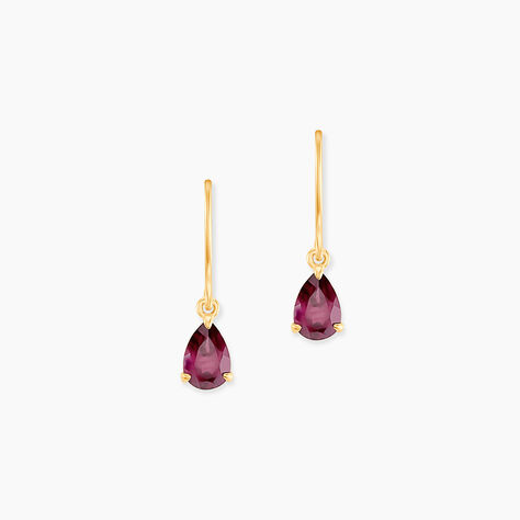 Boucles D'oreilles Puces Rhodolite Goutte Or Jaune Rhodolite - Boucles d'oreilles empierr&eacute;es Femme | Histoire d&rsquo;Or