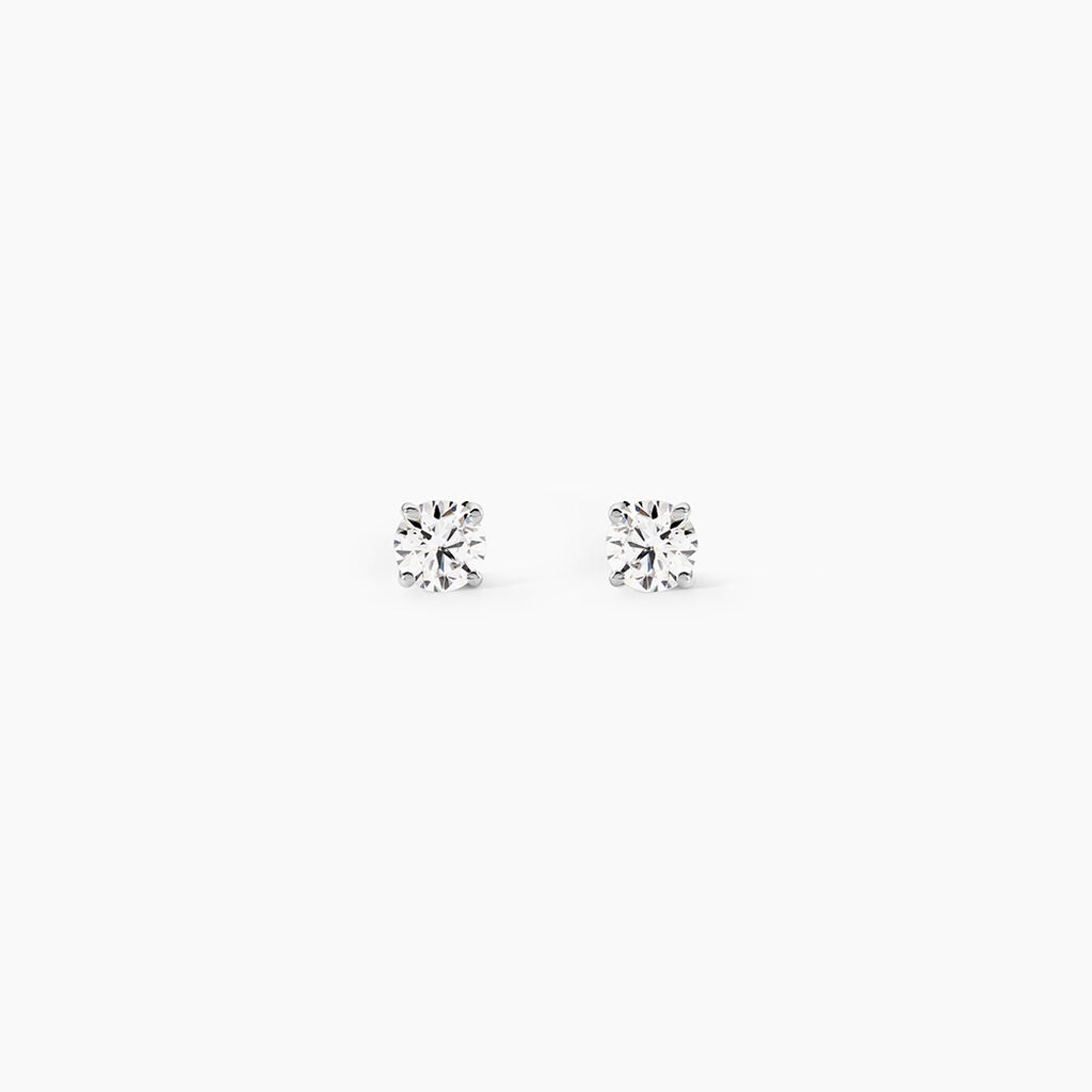 Boucles D'oreilles Puces Or Blanc  Diamants Synth&eacute;tique - Boucles d'oreilles 18 carats Femme | Histoire d&rsquo;Or