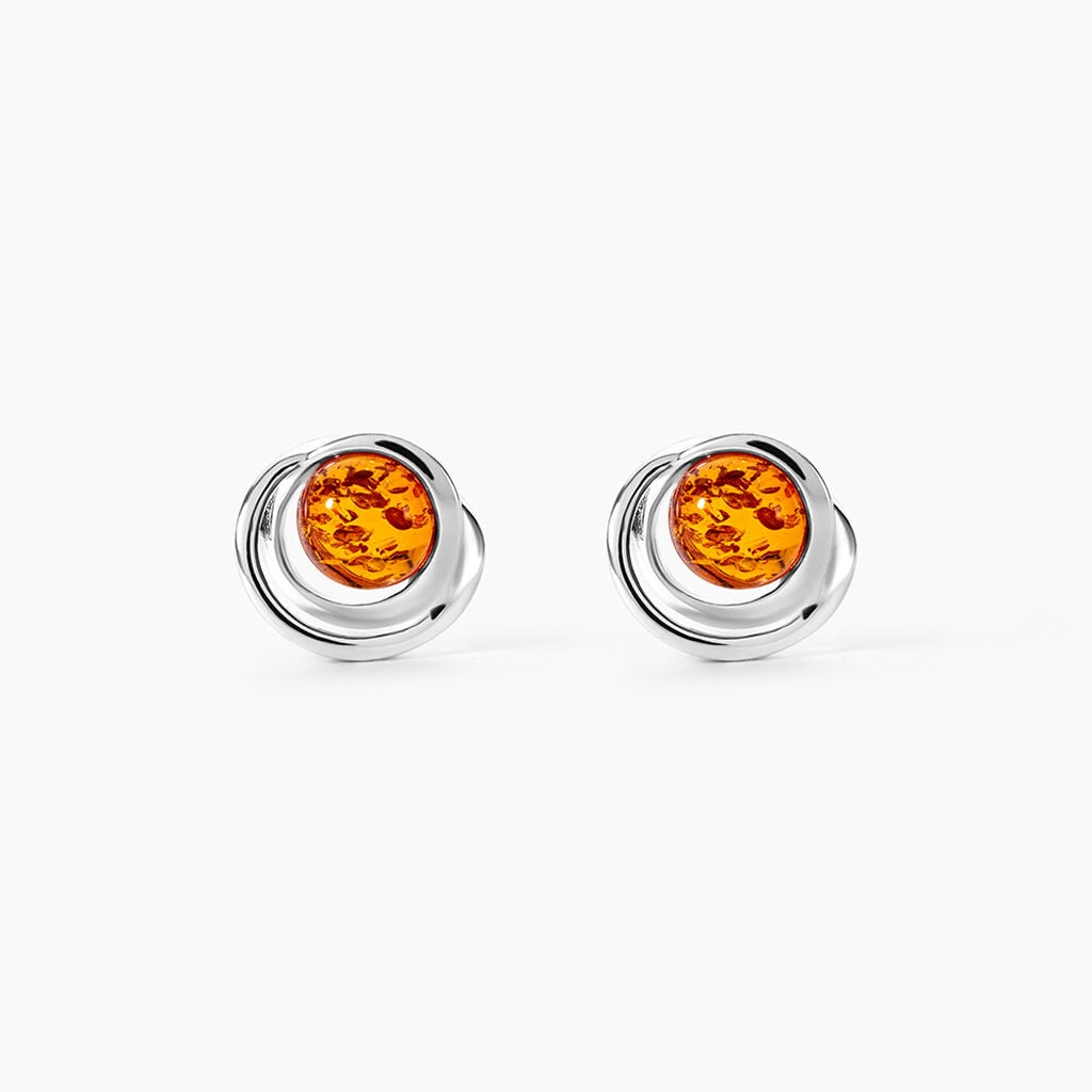Boucles D'oreilles Argent Blanc Franjo Ambre - Boucles d'oreilles empierr&eacute;es Femme | Histoire d&rsquo;Or