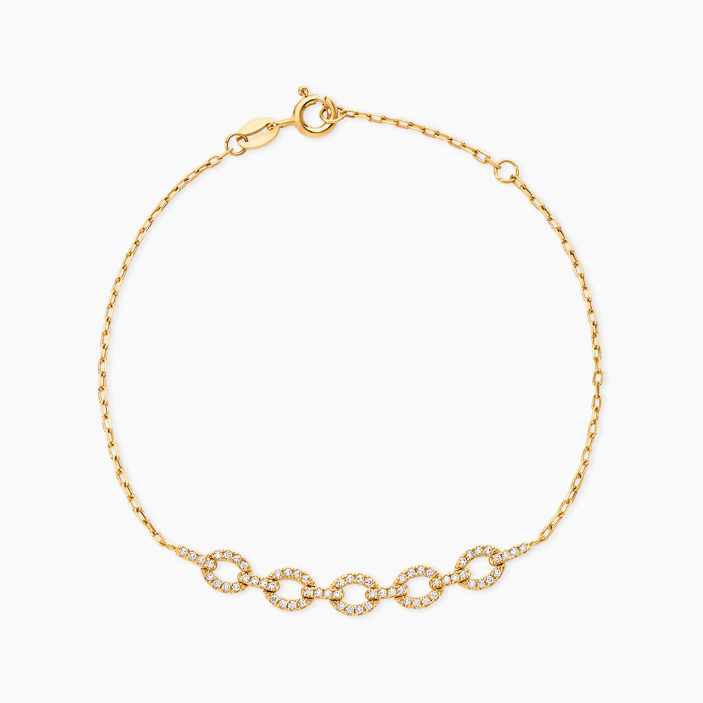 Bracelet Cinthya Argent Dor&eacute; A L'Or 750/1000 Oxyde De Zirconium - Bracelets Pierre Femme | Histoire d&rsquo;Or