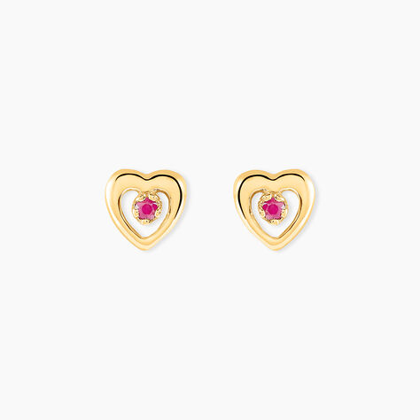 Boucles D'oreilles Puces Izild Or Jaune Rubis - Boucles d'oreilles pierres pr&eacute;cieuses Femme | Histoire d&rsquo;Or