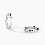 Mini Cr&eacute;oles Or Blanc Aryanna Diamants - Boucles d'oreilles pierres pr&eacute;cieuses Femme | Histoire d&rsquo;Or