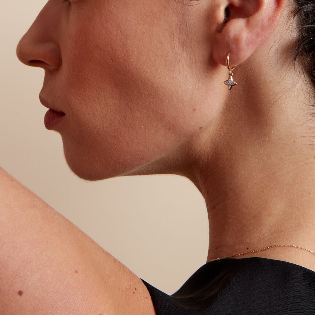 Cr&eacute;oles Delicatesse Or Jaune Diamant - Boucles d'oreilles pierres pr&eacute;cieuses Femme | Histoire d&rsquo;Or