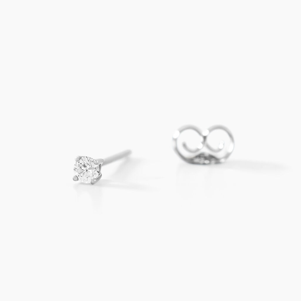 Boucles D'oreilles Puces Aphrodite Or Blanc Diamant - Boucles d'oreilles pierres pr&eacute;cieuses Famille | Histoire d&rsquo;Or