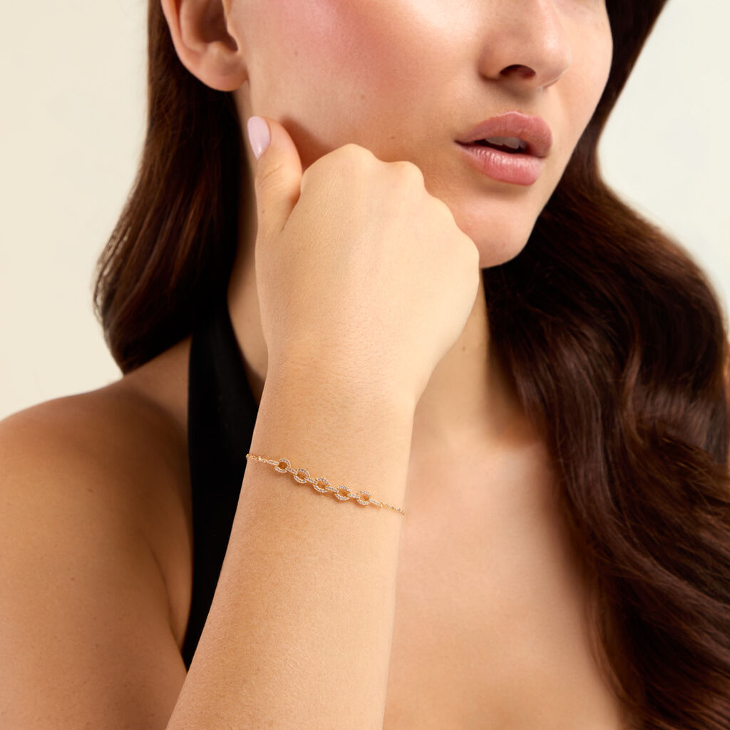 Bracelet Cinthya Argent Dor&eacute; A L'Or 750/1000 Oxyde De Zirconium - Bracelets Pierre Femme | Histoire d&rsquo;Or
