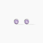Boucles D'oreilles Puces Edy Serti Clos Or Blanc Amethyste - Boucles d'oreilles empierr&eacute;es Femme | Histoire d&rsquo;Or