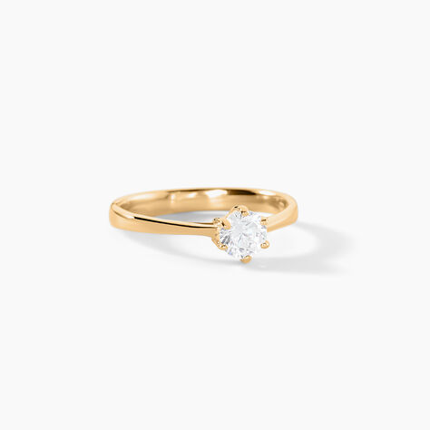 Bague Solitaire Plaqu&eacute; Or Jaune Eulia Oxyde De Zirconium - Bagues de fian&ccedil;ailles ronde Femme | Histoire d&rsquo;Or