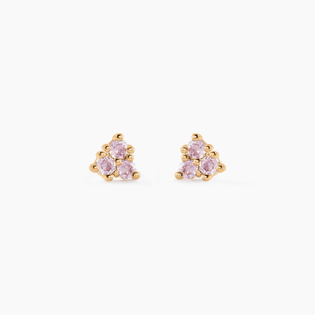 Boucles D'oreilles Puces Istoria Plaqu&eacute; Or Jaune Oxyde De Zirconium - Boucles d'oreilles empierr&eacute;es Femme | Histoire d&rsquo;Or