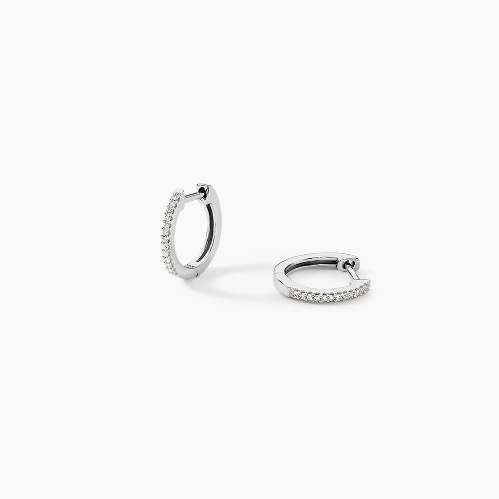 Cr&eacute;oles Aryanna Rondes Or Blanc Diamant - Boucles d'oreilles pierres pr&eacute;cieuses Femme | Histoire d&rsquo;Or
