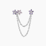Bijou D'oreille Unitaire Purple Bloom Argent Blanc Oxyde De Zirconium - Boucles d'oreilles empierr&eacute;es Femme | Histoire d&rsquo;Or