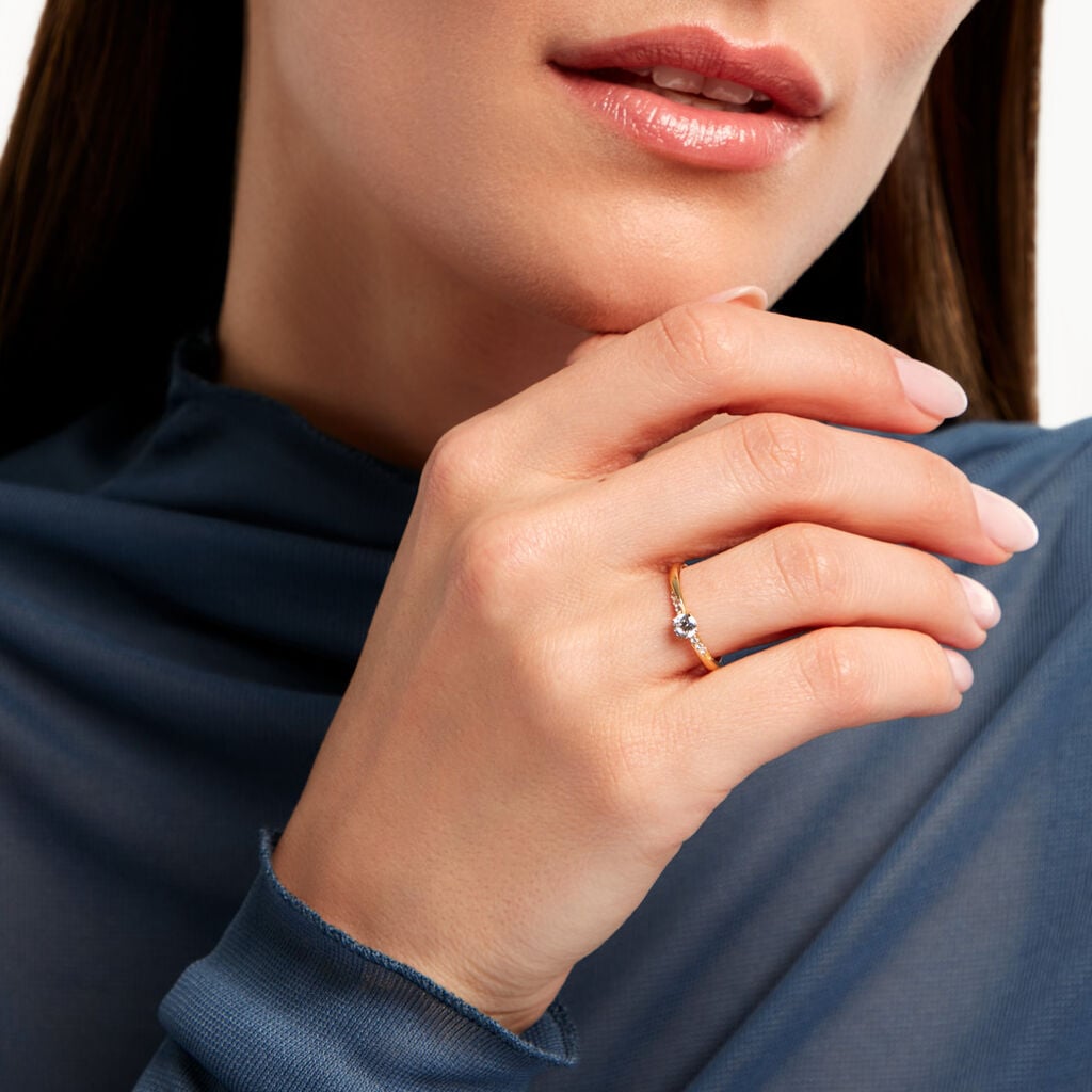 Bague Hanna Plaqu&eacute; Or Jaune Oxyde De Zirconium - Bagues torsad&eacute;es Femme | Histoire d&rsquo;Or