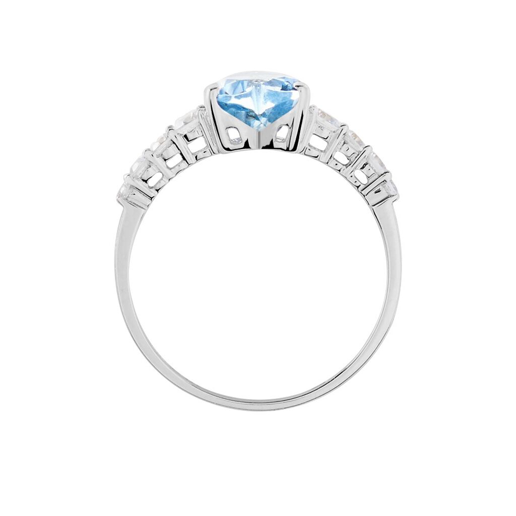 Bague Or Blanc Fany Topaze Oxydes De Zirconium - Solitaires accompagn&eacute;s Femme | Histoire d&rsquo;Or
