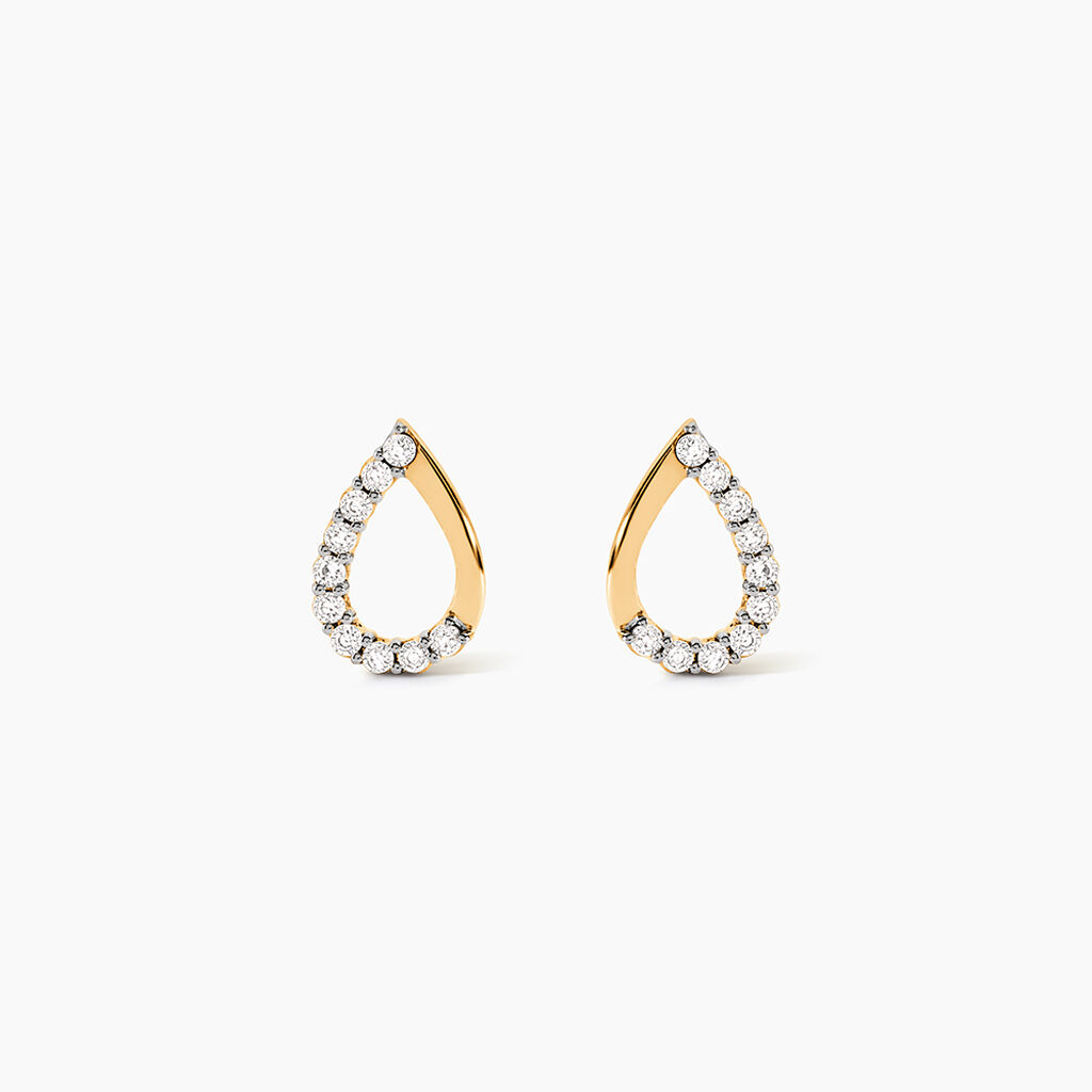 Boucles D'oreilles Puces Chrystalise Or Jaune Diamant - Boucles d'oreilles pierres pr&eacute;cieuses Femme | Histoire d&rsquo;Or